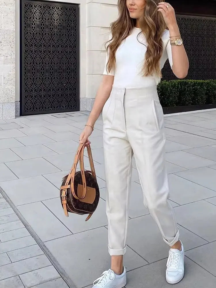 High Waist Pencil Pants - Chic Office Trousers