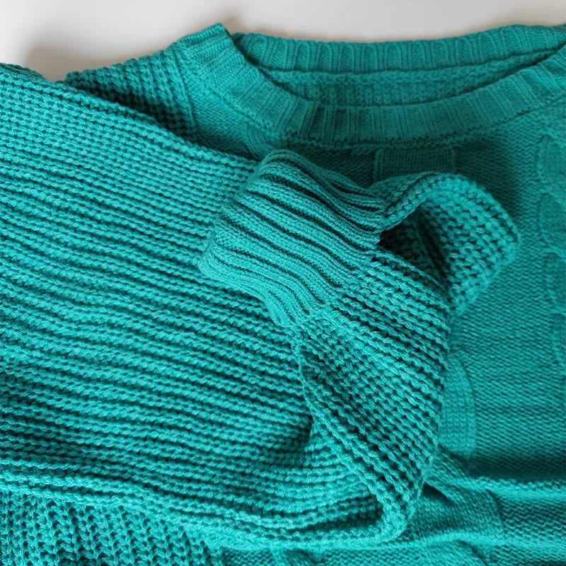 Lantern Sleeve Knit Sweater - Soft Loose Autumn Pullover