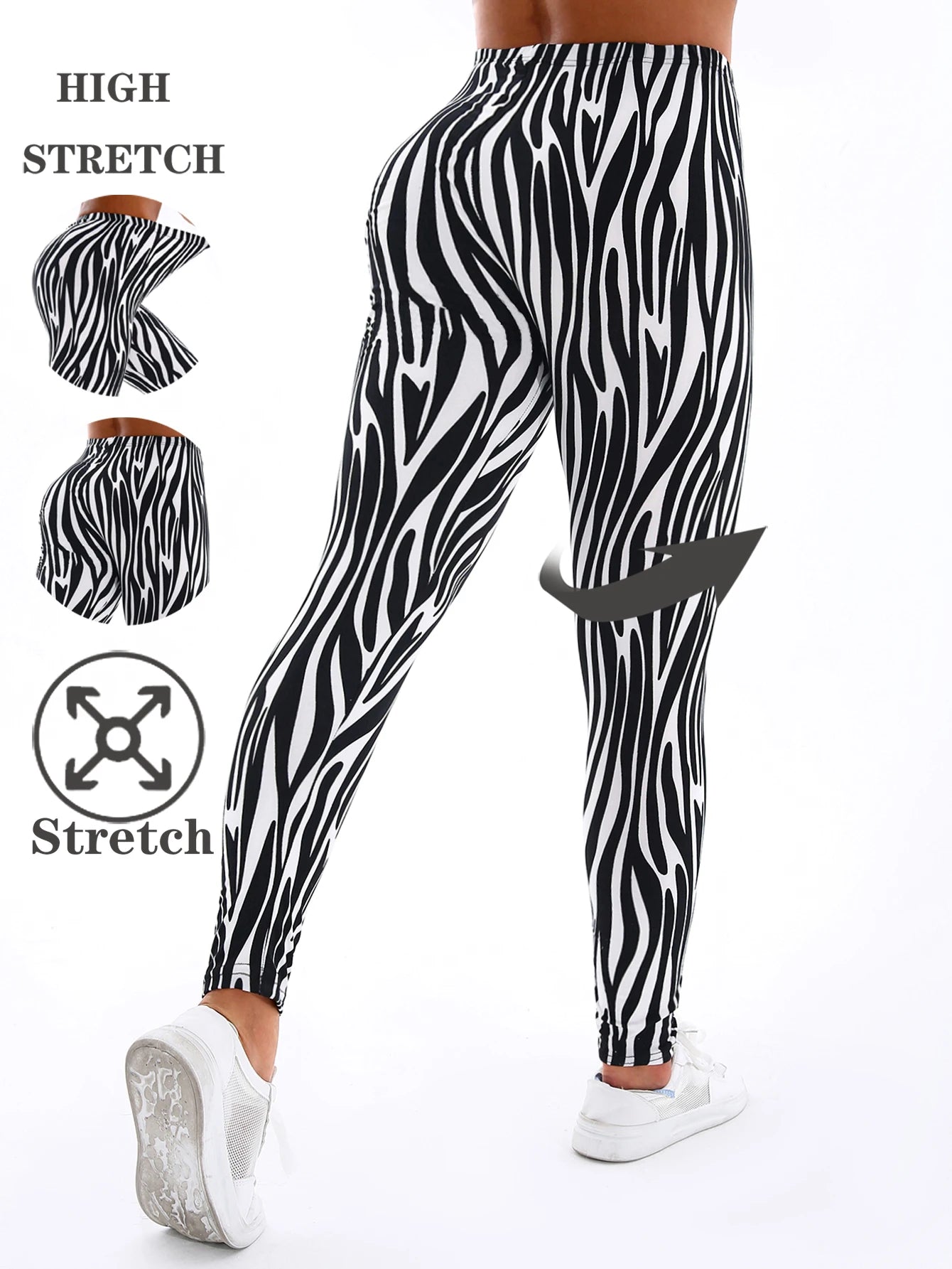 Striped Yoga Leggings - Workout Style