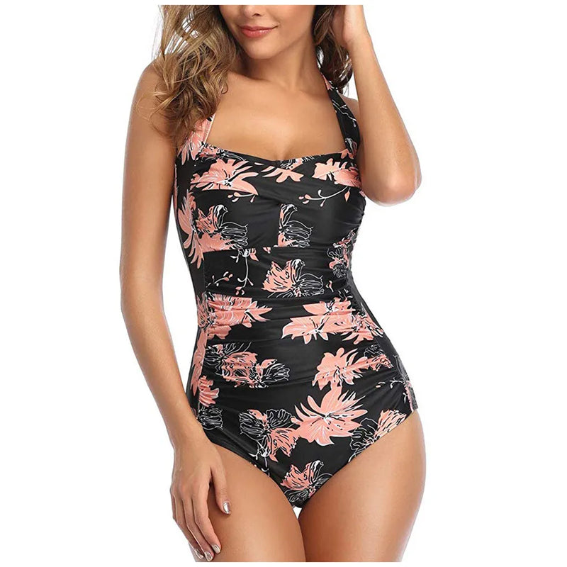 Slim Fit Floral Monokini - Padded One-Piece Swimwear
