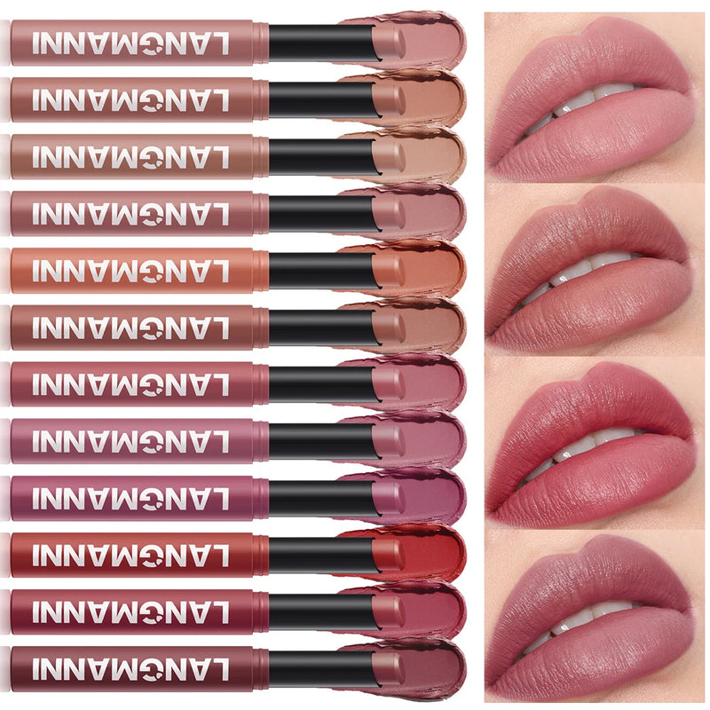12-Color Waterproof Matte Lipstick Pen