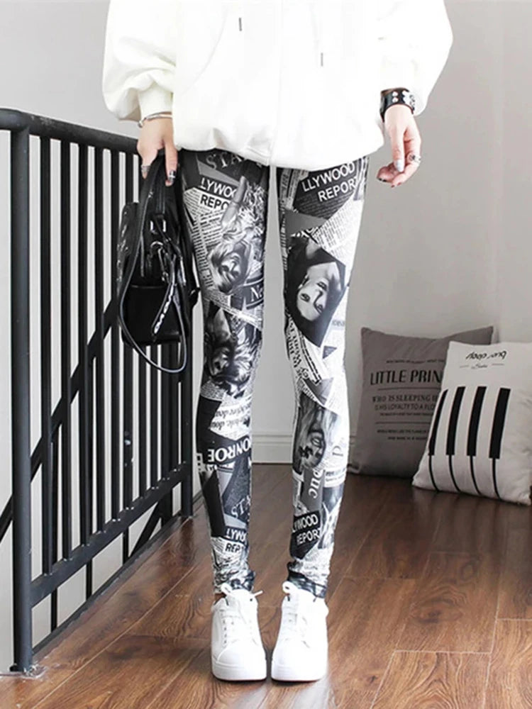 Graffiti Print Ankle Leggings