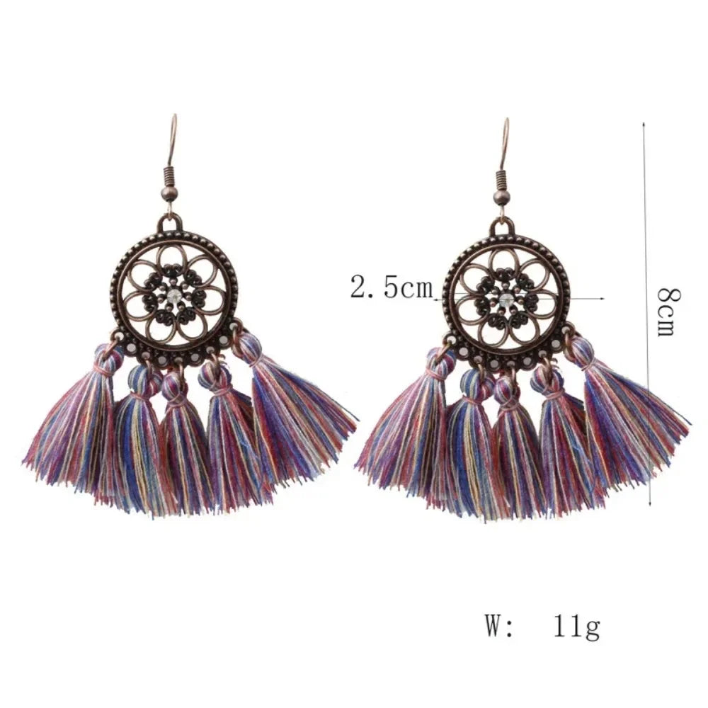 Rope Fringe Tassel Earrings - Bohemian Party Drop Style