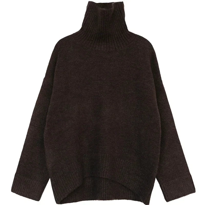 Korean Turtleneck Sweater - Warm Loose Knit Pullover