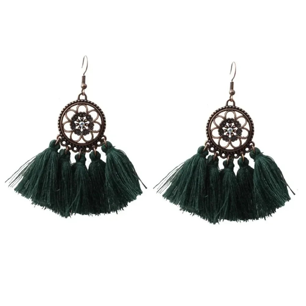 Rope Fringe Tassel Earrings - Bohemian Party Drop Style