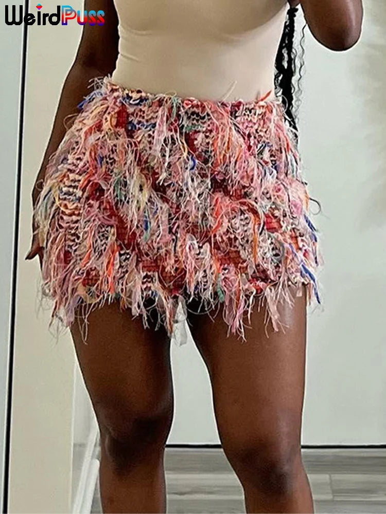 Tassel Knit Bodycon Skirt - Stretch Streetwear Style