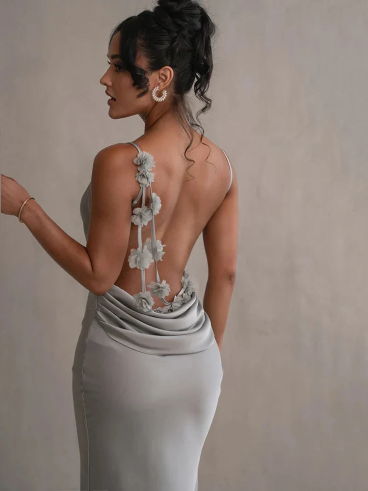 Floral Backless Maxi Dress - Party Ready