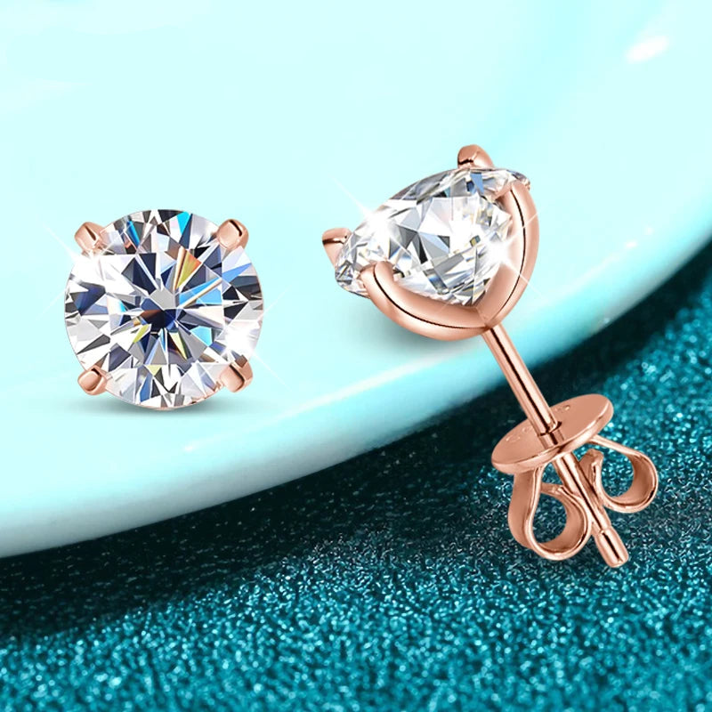 Moissanite Stud Earrings in 925 Silver - VVS Sparkle