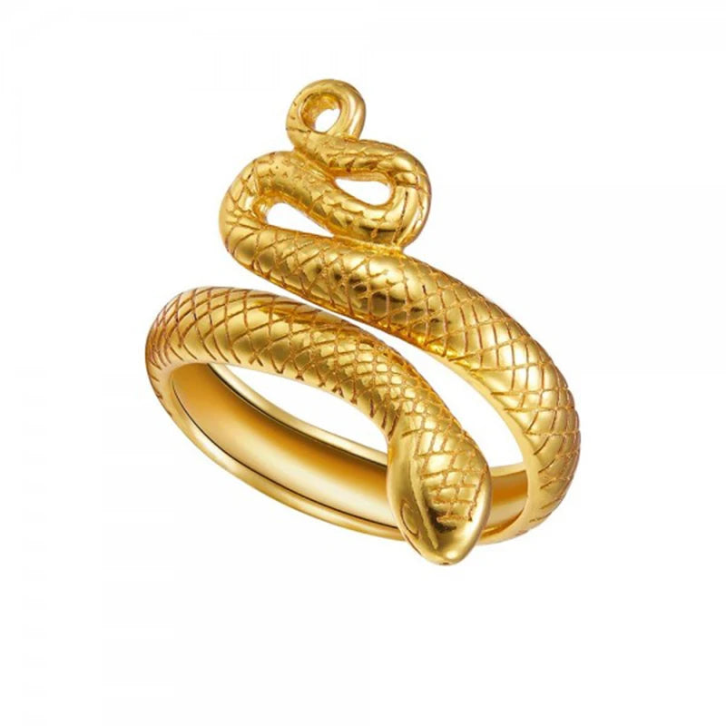 925 Sterling Silver Snake Ring - Open Adjustable Design