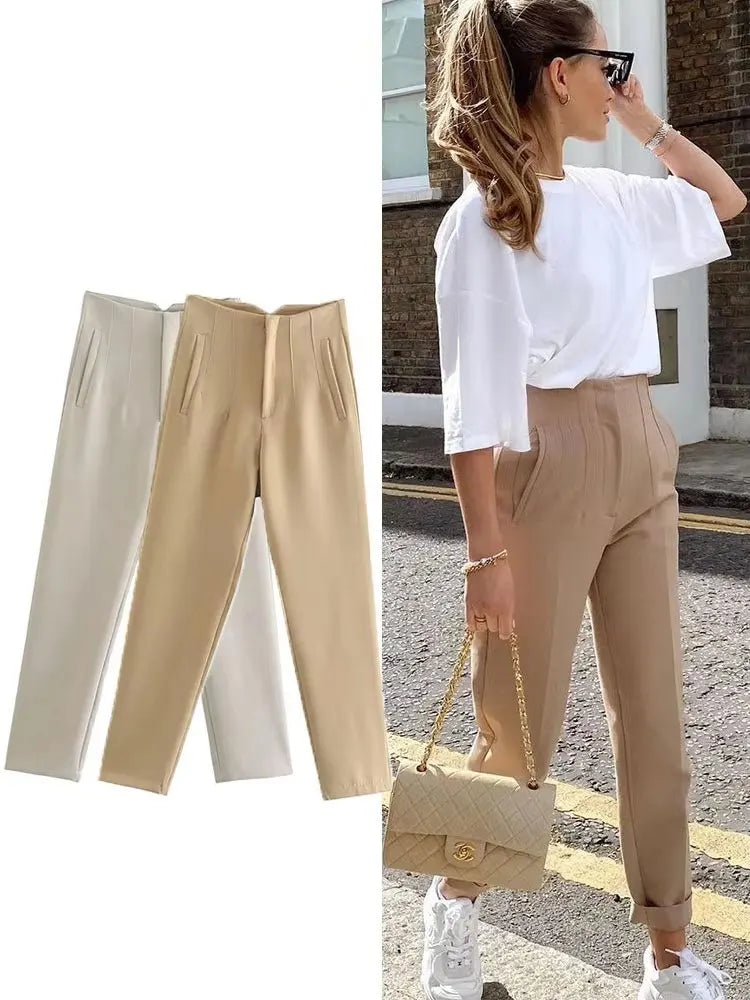 High Waist Pencil Pants - Chic Office Trousers