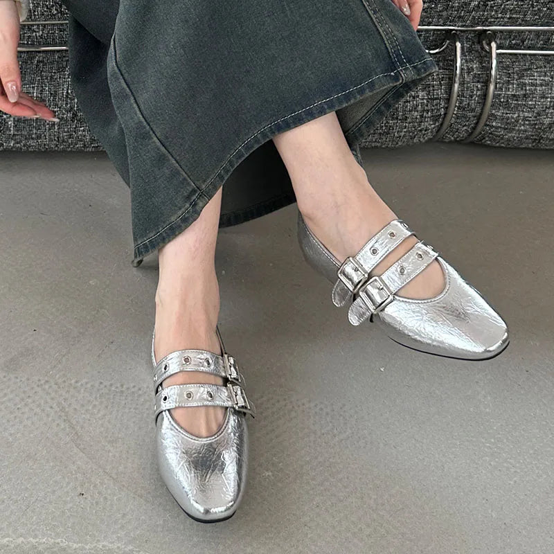 Buckle Strap Ballet Flats - Round Toe Lolita Style