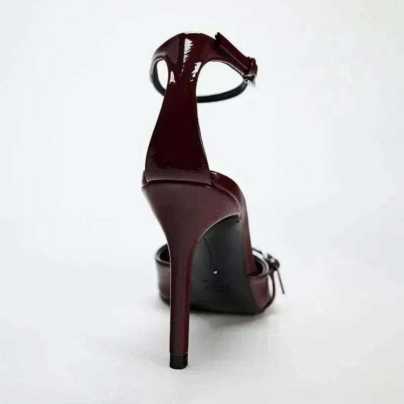 Clear Heel Rhinestone Sandals - Pointed Toe Party Style