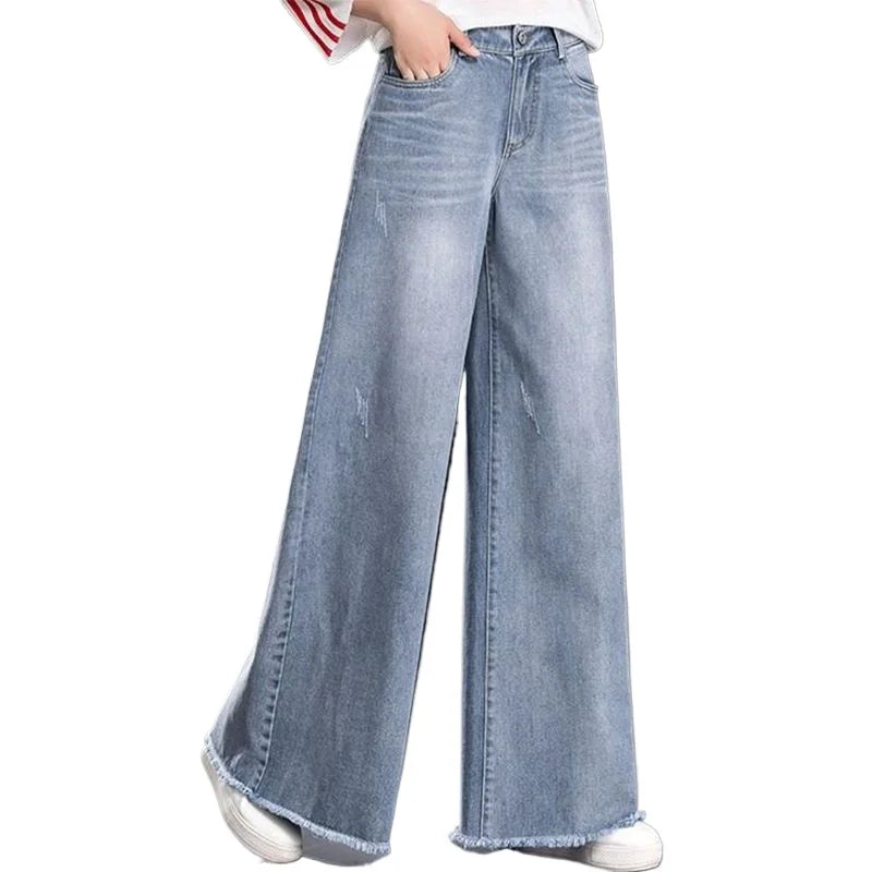 Slouchy Baggy Wide-Leg Jeans - Vintage Blue Denim