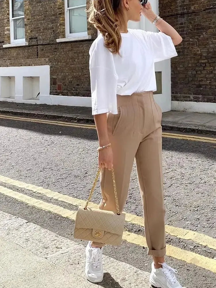 High Waist Pencil Pants - Chic Office Trousers