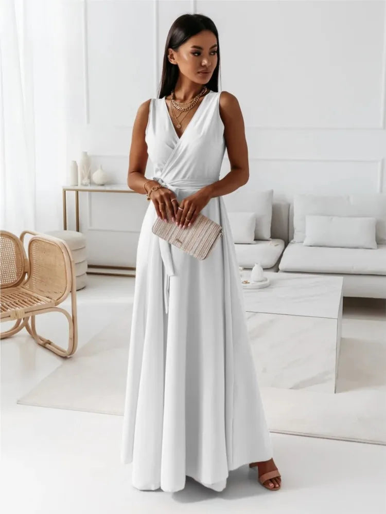 Sleeveless Lace-Up Maxi Dress - Party Ready