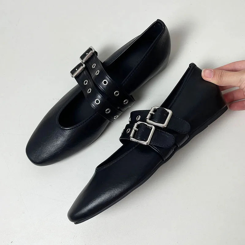 Buckle Strap Ballet Flats - Round Toe Lolita Style