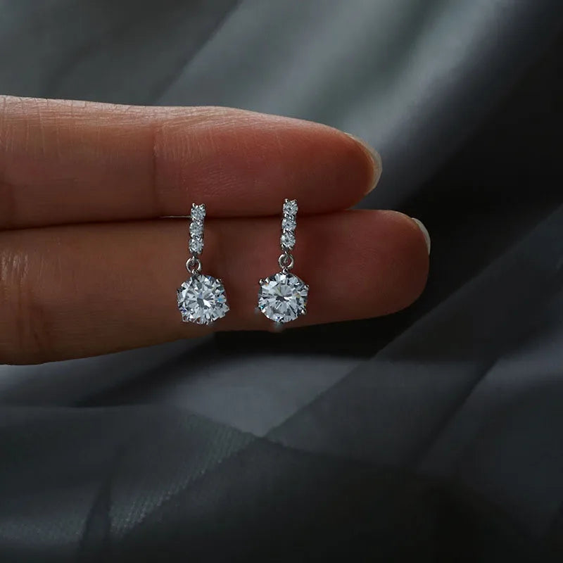 Gold-Plated Zircon Stud Earrings - Shiny Minimal Sparkle