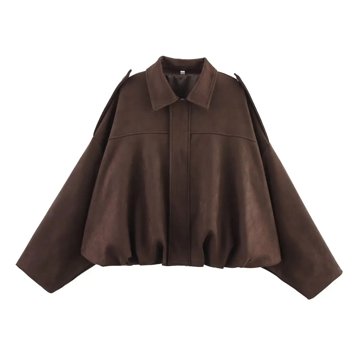 Suede Texture Bomber Jacket - Relaxed Lapel Style
