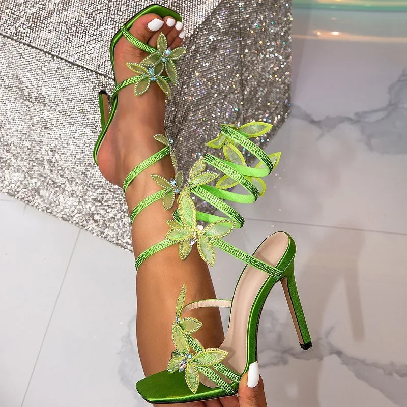 Crystal Butterfly-Knot Heels - Peep Toe Party Sandals
