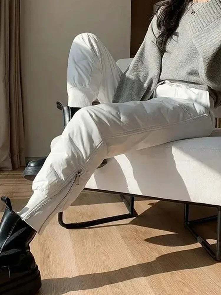 Down Cotton Winter Pants - Windproof Straight Fit