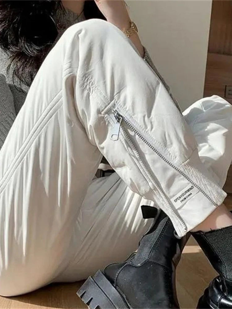 Down Cotton Winter Pants - Windproof Straight Fit
