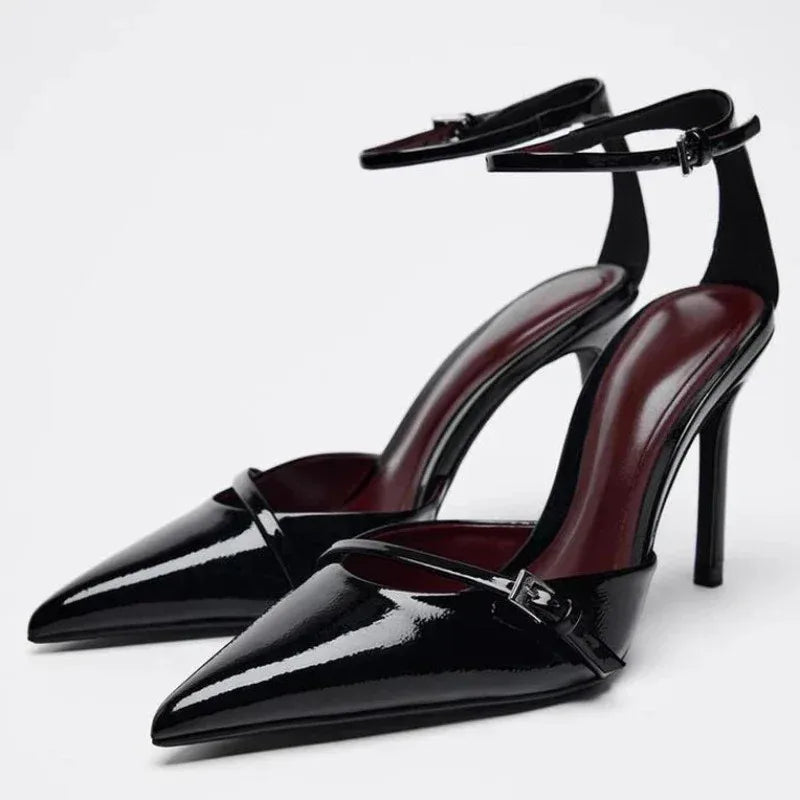 Clear Heel Rhinestone Sandals - Pointed Toe Party Style