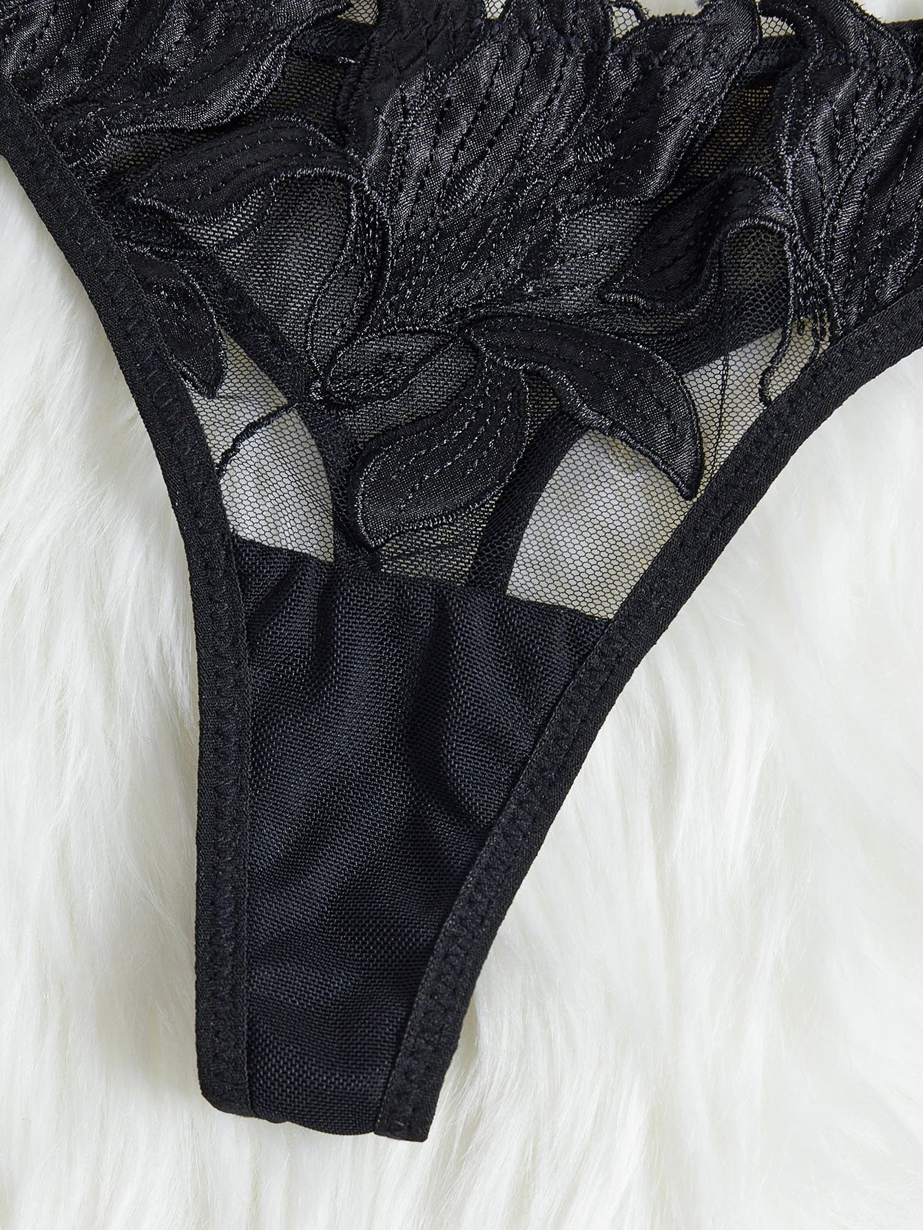 Floral Embroidered Bra & Brief Set