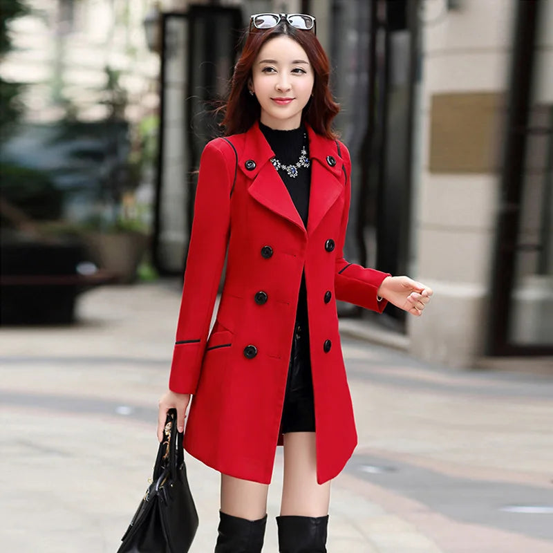 Double Breasted Wool Coat - Belted Longline Style