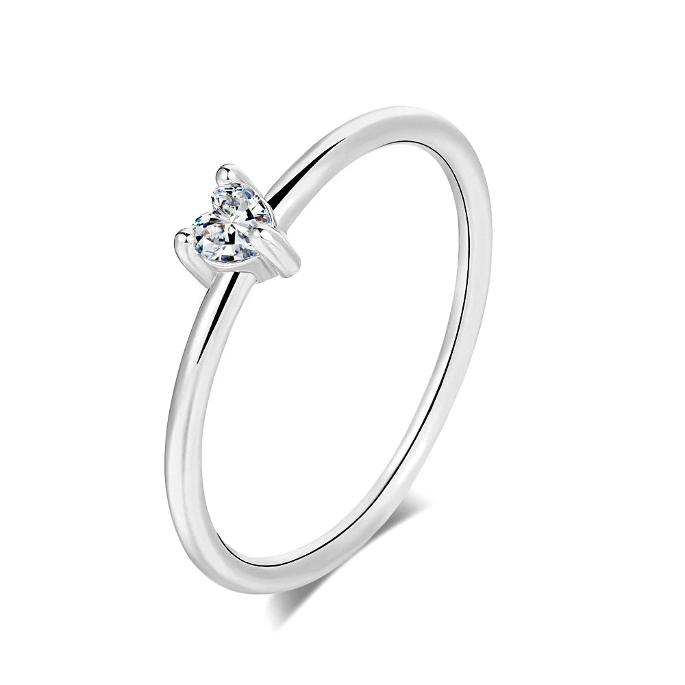 Sweet Heart Zircon Ring - Gold Tone Minimalist Band