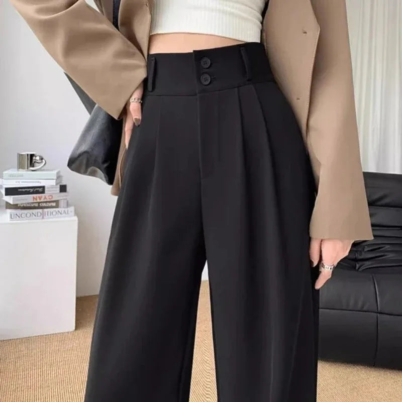 Korean Wide Leg Trousers - High Waist Office Style
