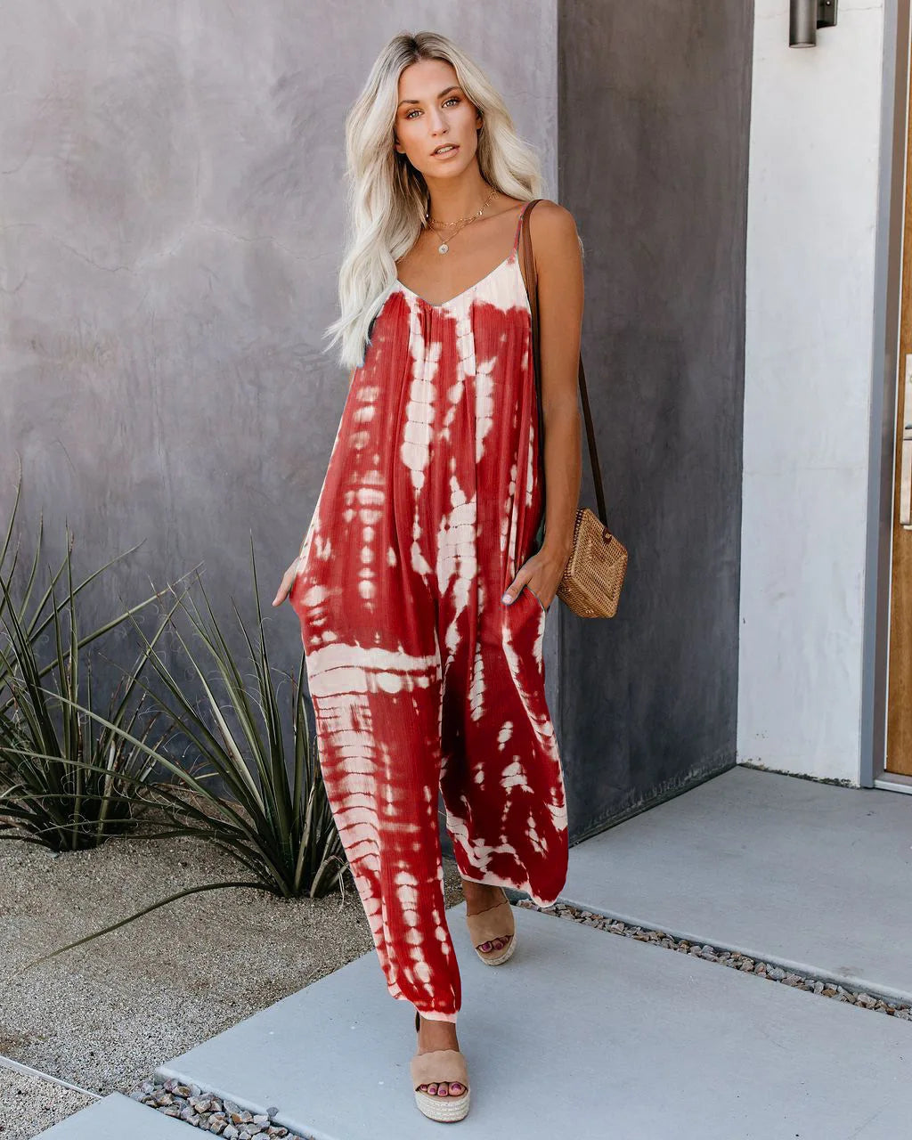 Wide-Leg Suspender Jumpsuit
