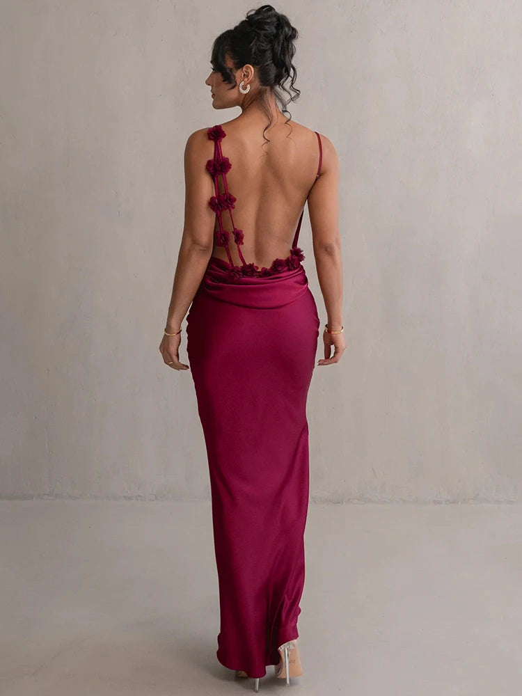 Floral Backless Maxi Dress - Party Ready