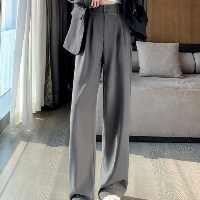 Korean Wide Leg Trousers - High Waist Office Style