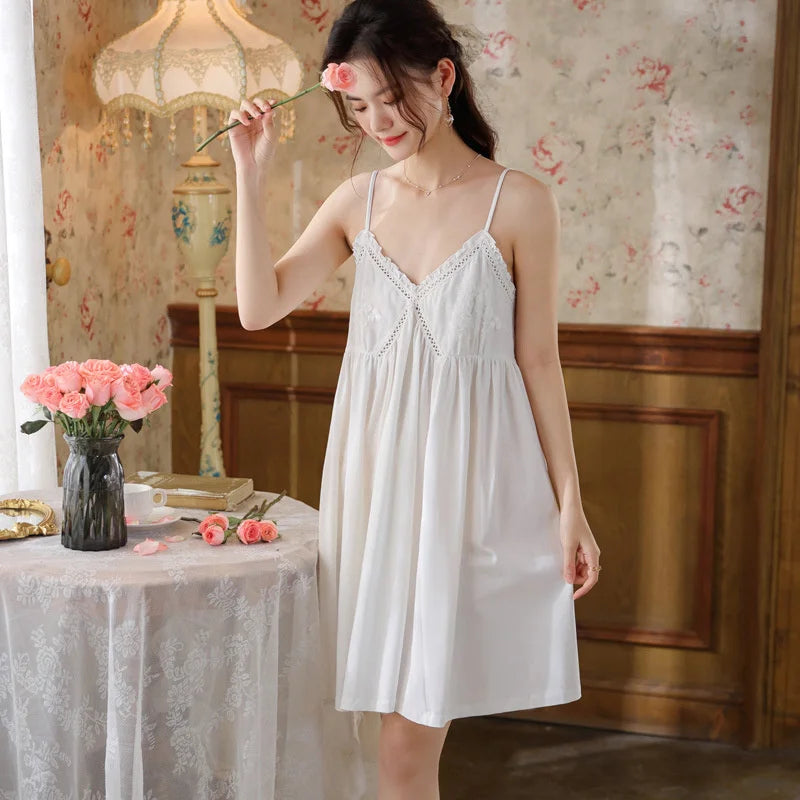 Embroidered Lace Cotton Nightdress