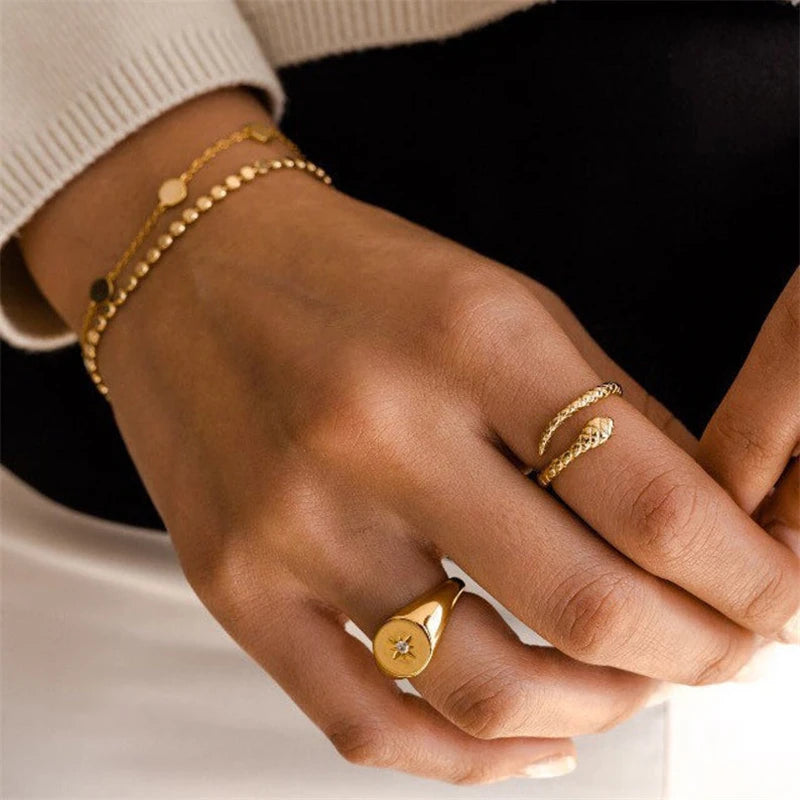 925 Sterling Silver Snake Ring - Open Adjustable Design