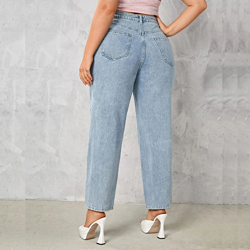 Dark Wash Straight Jeans - Stretch Plus Size Fit