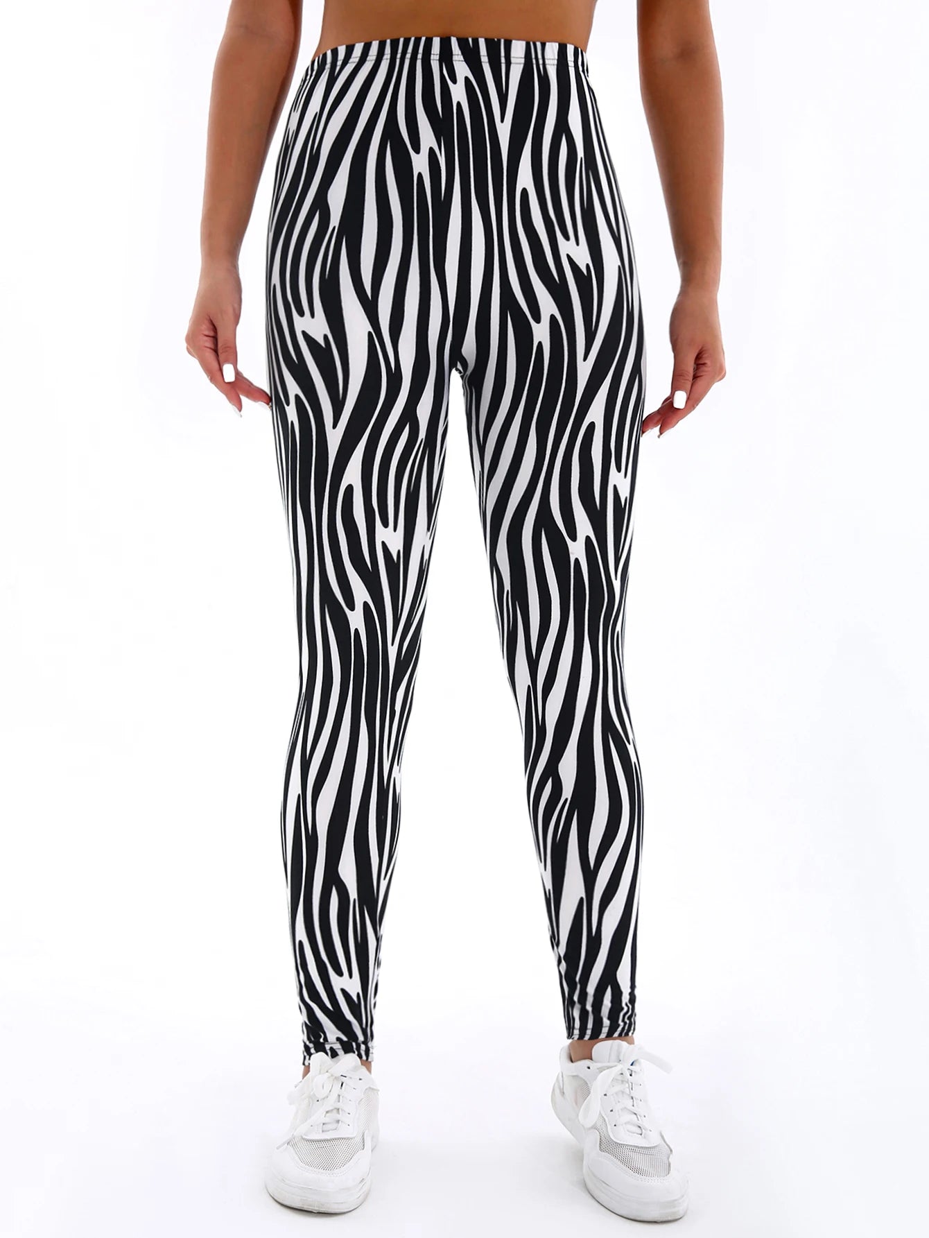 Striped Yoga Leggings - Workout Style