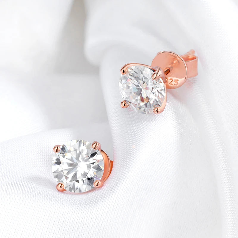 Moissanite Stud Earrings in 925 Silver - VVS Sparkle