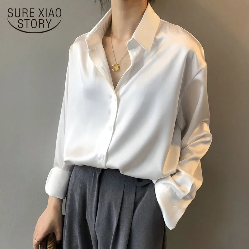 Vintage Button-Up Shirt - Long Sleeve Loose Blouse