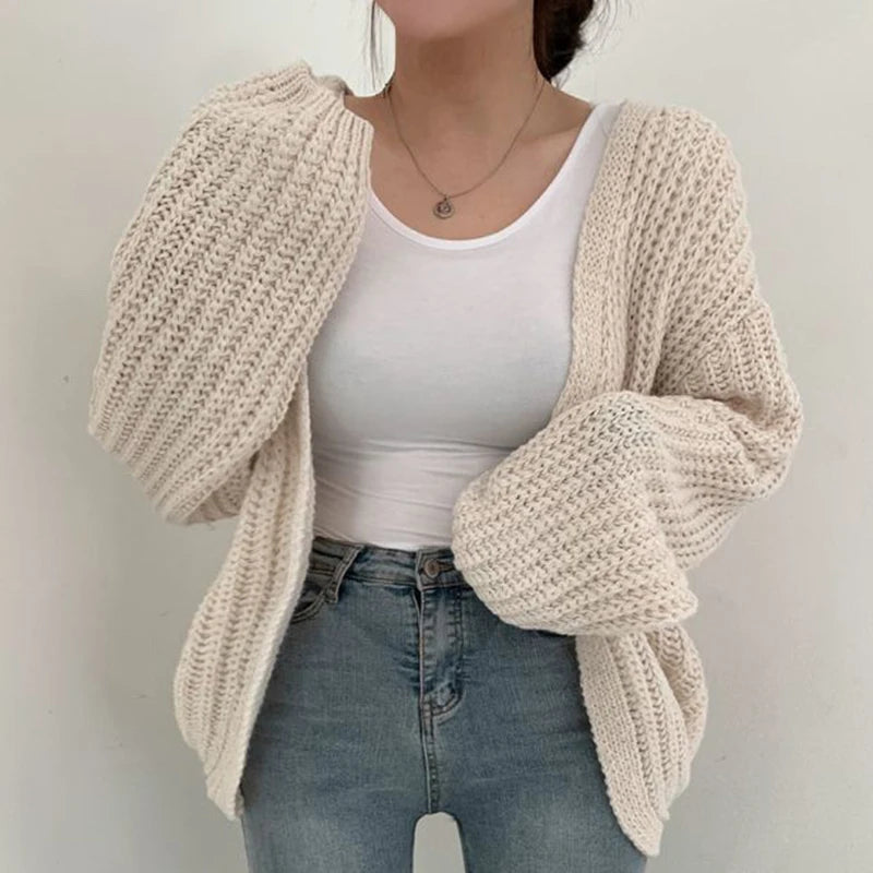 Harajuku Lantern Sleeve Cardigan - Korean Streetwear Sweater