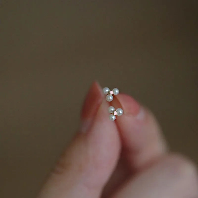 Gold-Plated Zircon Stud Earrings - Shiny Minimal Sparkle