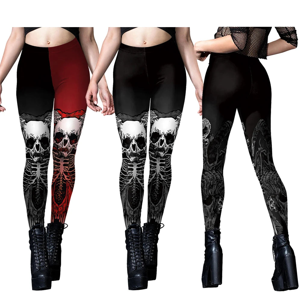 Skeleton Print Gothic Leggings