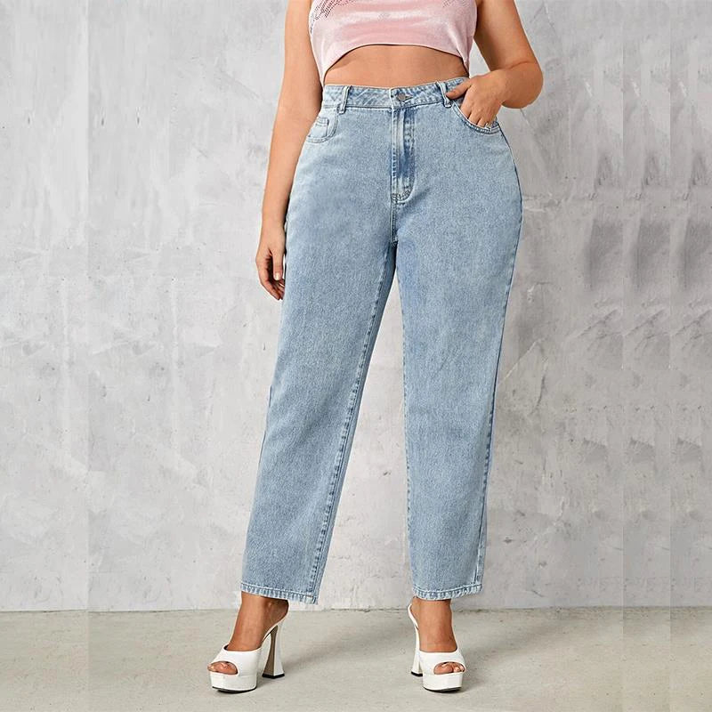 Dark Wash Straight Jeans - Stretch Plus Size Fit