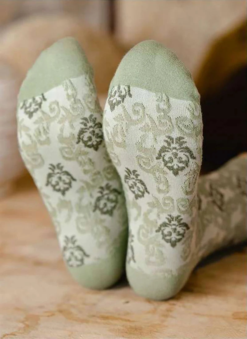 5-Pair Embroidered Flower Socks Set - Harajuku Retro Style
