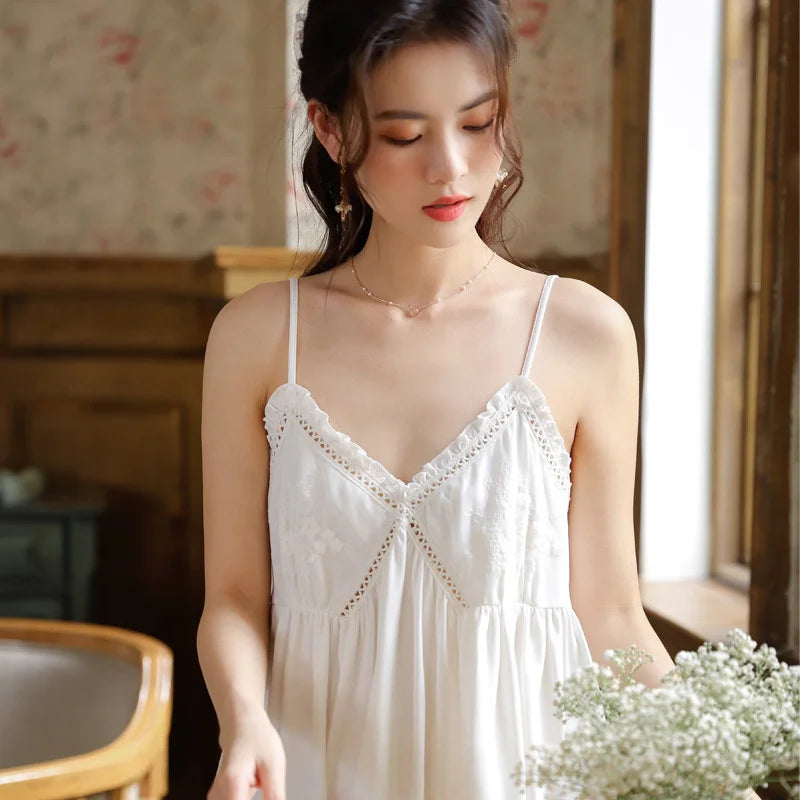 Embroidered Lace Cotton Nightdress