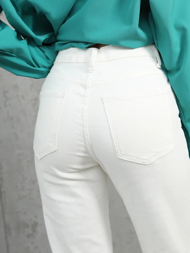 High-Waist Straight-Leg Jeans - Slim Stretch Street Fit
