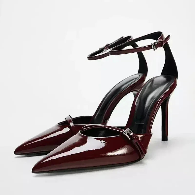 Clear Heel Rhinestone Sandals - Pointed Toe Party Style
