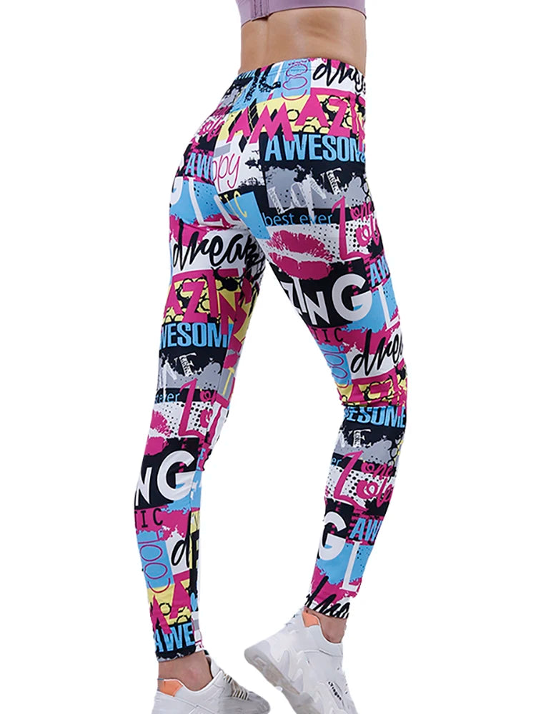 Graffiti Print Ankle Leggings
