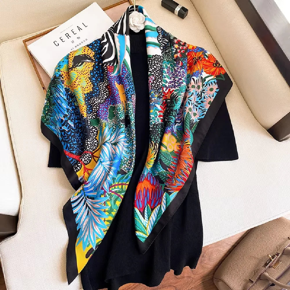 90 x 90 Silk Feel Square Scarf - Office Neck Wrap