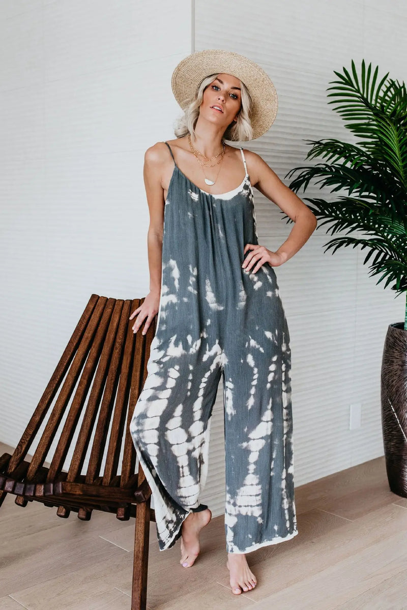 Wide-Leg Suspender Jumpsuit